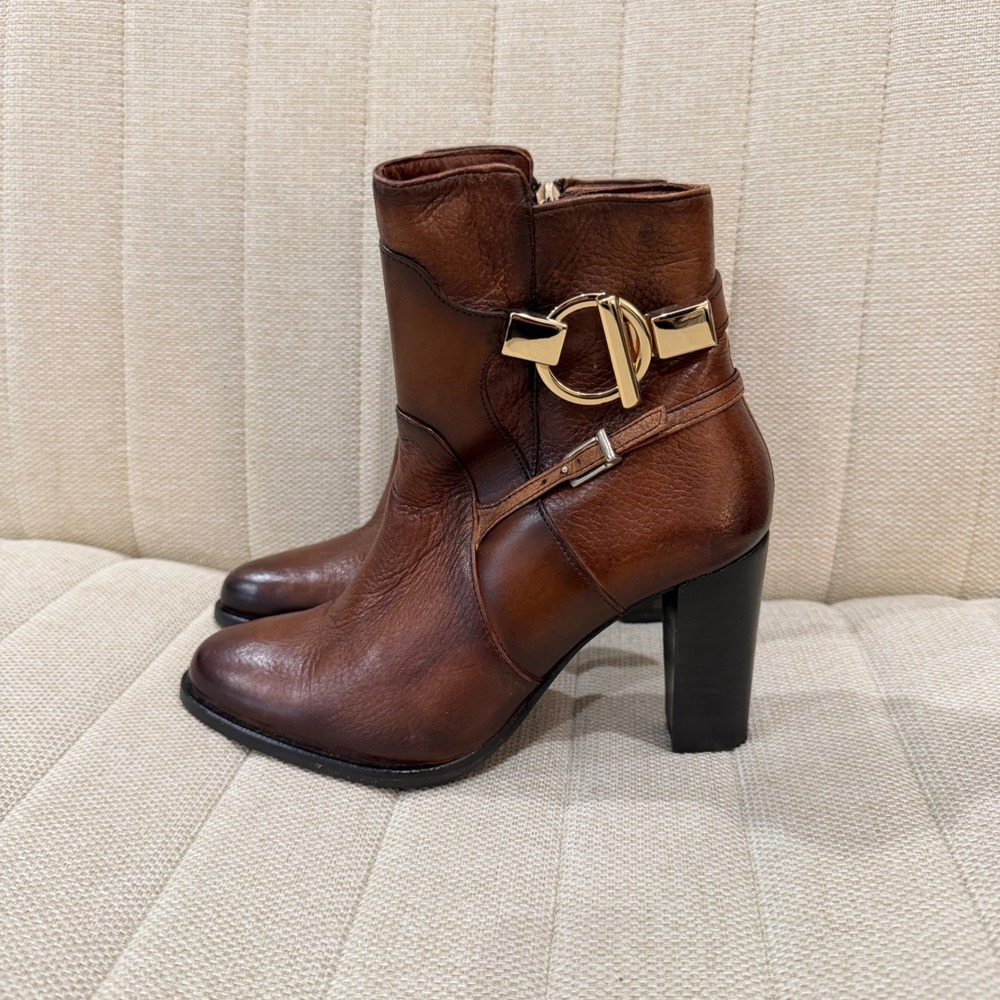 Franco Cuadra Ankle Boots Women 24 Leather Block Heel Buckle Straps Zip